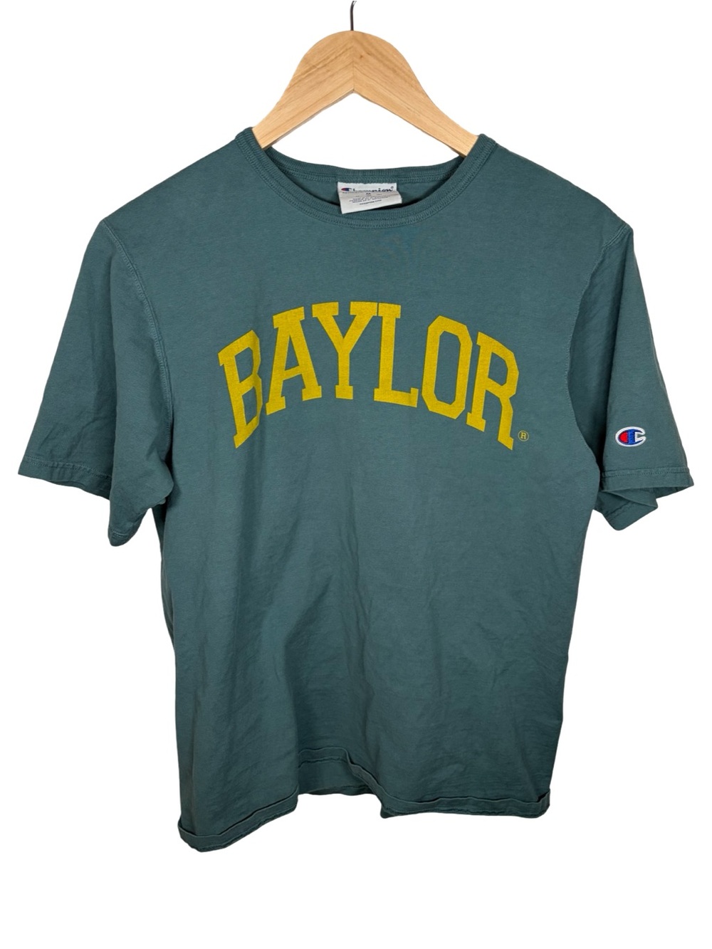 Champion Baylor Green Short Sleeve Tee with Yellow Print